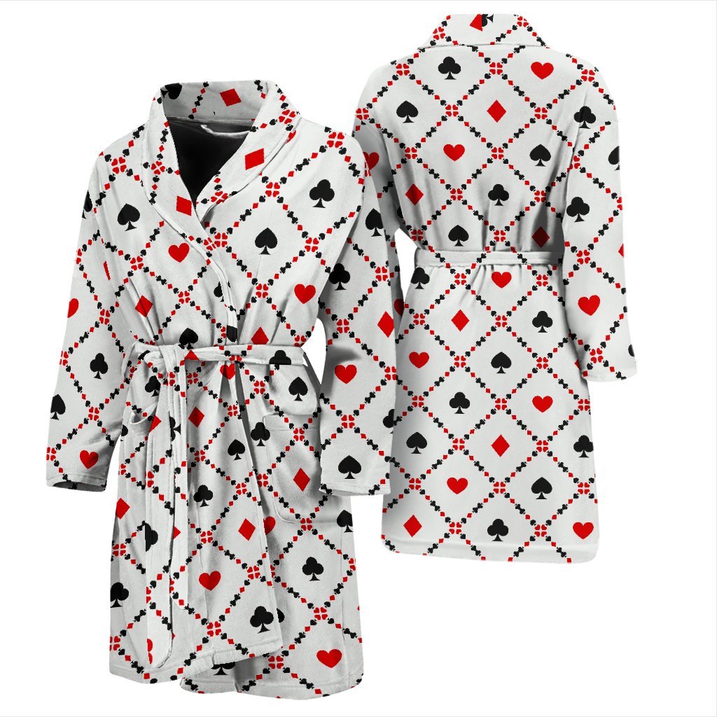 Playing Card Casino Poker Pattern Print Men Long Robe-grizzshop