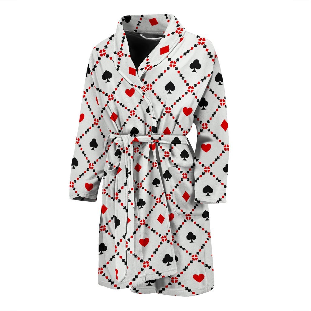 Playing Card Casino Poker Pattern Print Men Long Robe-grizzshop