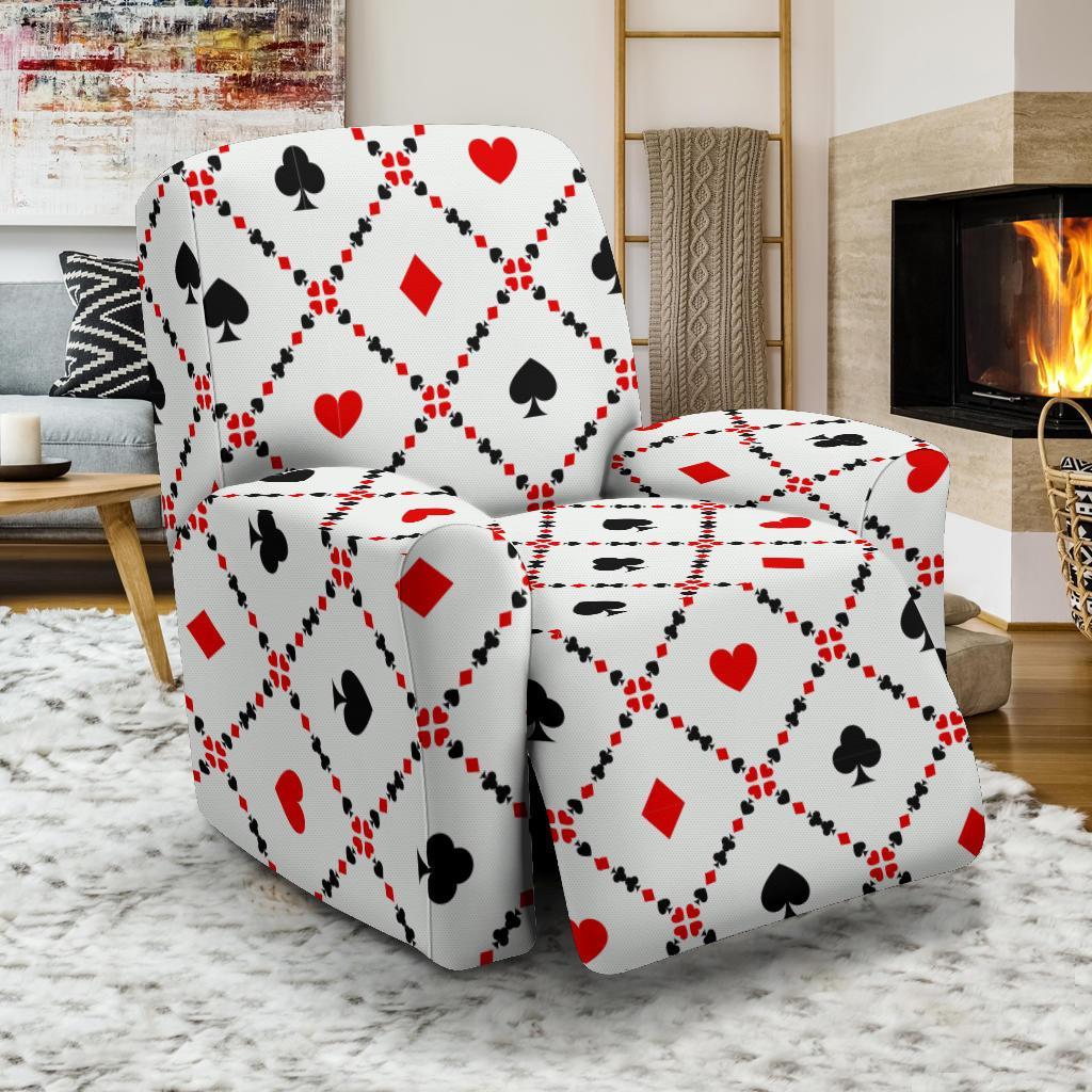 Playing Card Casino Poker Pattern Print Recliner Cover-grizzshop