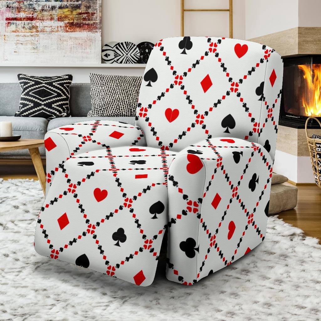 Playing Card Casino Poker Pattern Print Recliner Cover-grizzshop