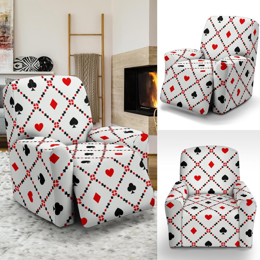 Playing Card Casino Poker Pattern Print Recliner Cover-grizzshop