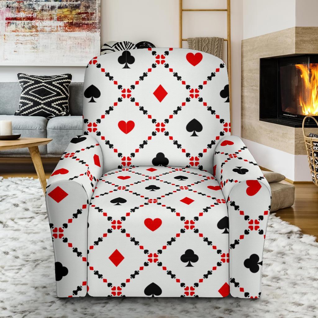 Playing Card Casino Poker Pattern Print Recliner Cover-grizzshop