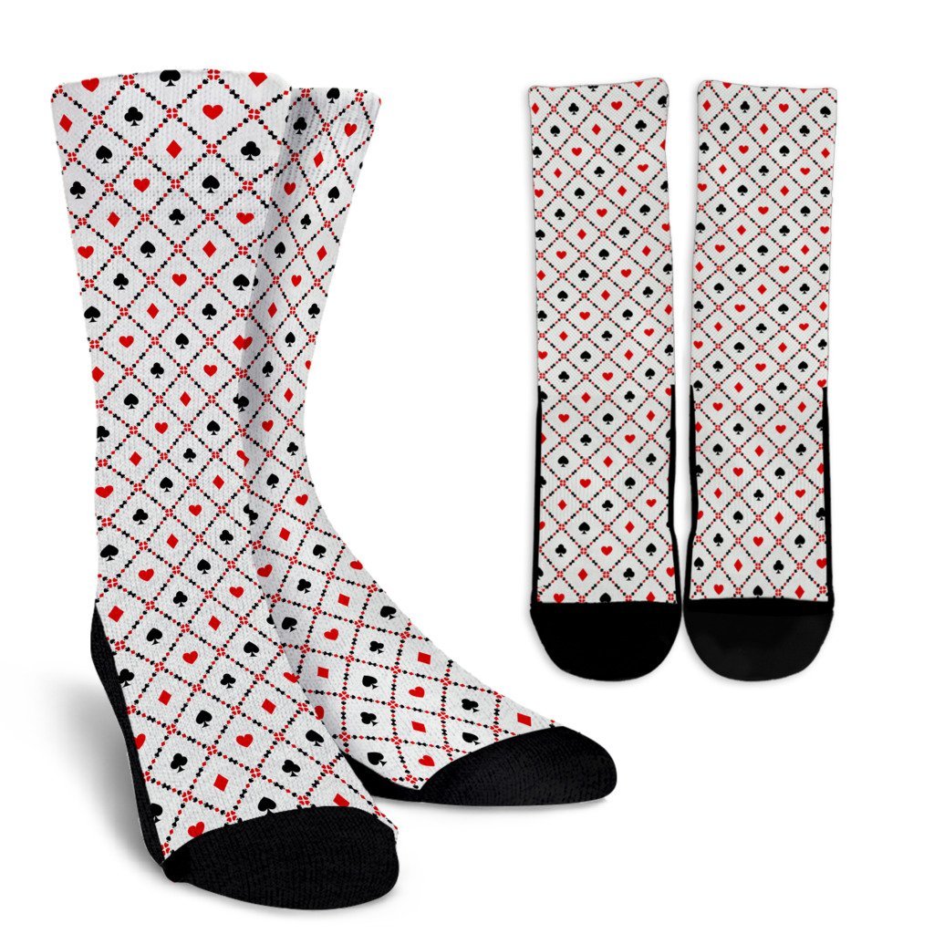 Playing Card Casino Poker Pattern Print Unisex Crew Socks-grizzshop