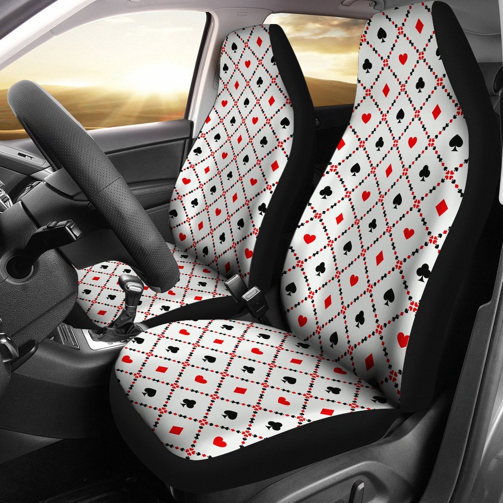 Playing Card Casino Poker Pattern Print Universal Fit Car Seat Cover-grizzshop