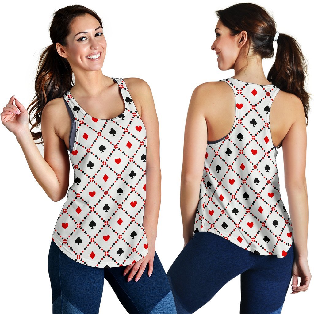 Playing Card Casino Poker Pattern Print Women's Racerback Tank Tops-grizzshop