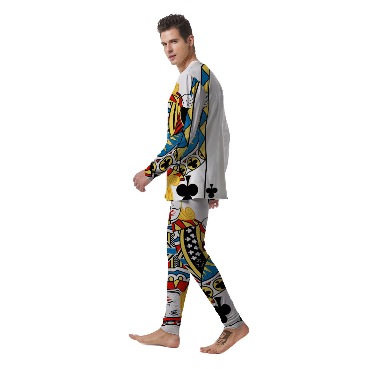 Playing Card Jack Of Clubs Print Men's Pajamas-grizzshop