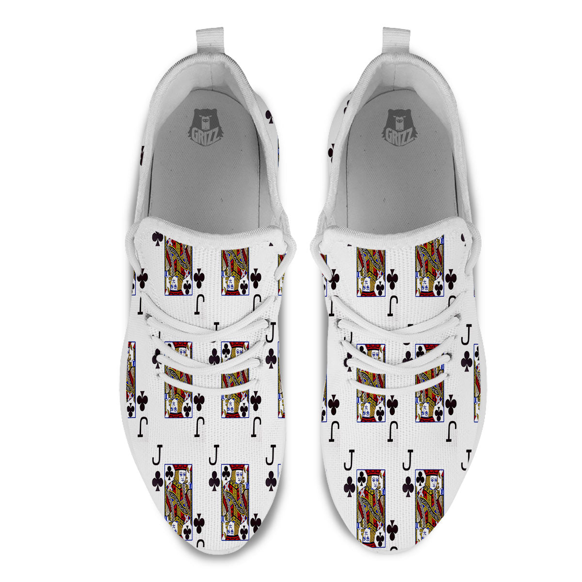 Playing Card Jack Of Clubs Print Pattern White Athletic Shoes-grizzshop