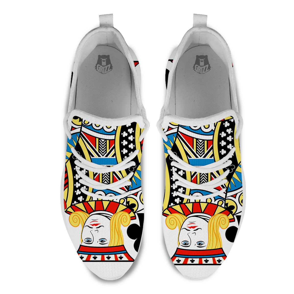 Playing Card Jack Of Clubs Print White Athletic Shoes-grizzshop