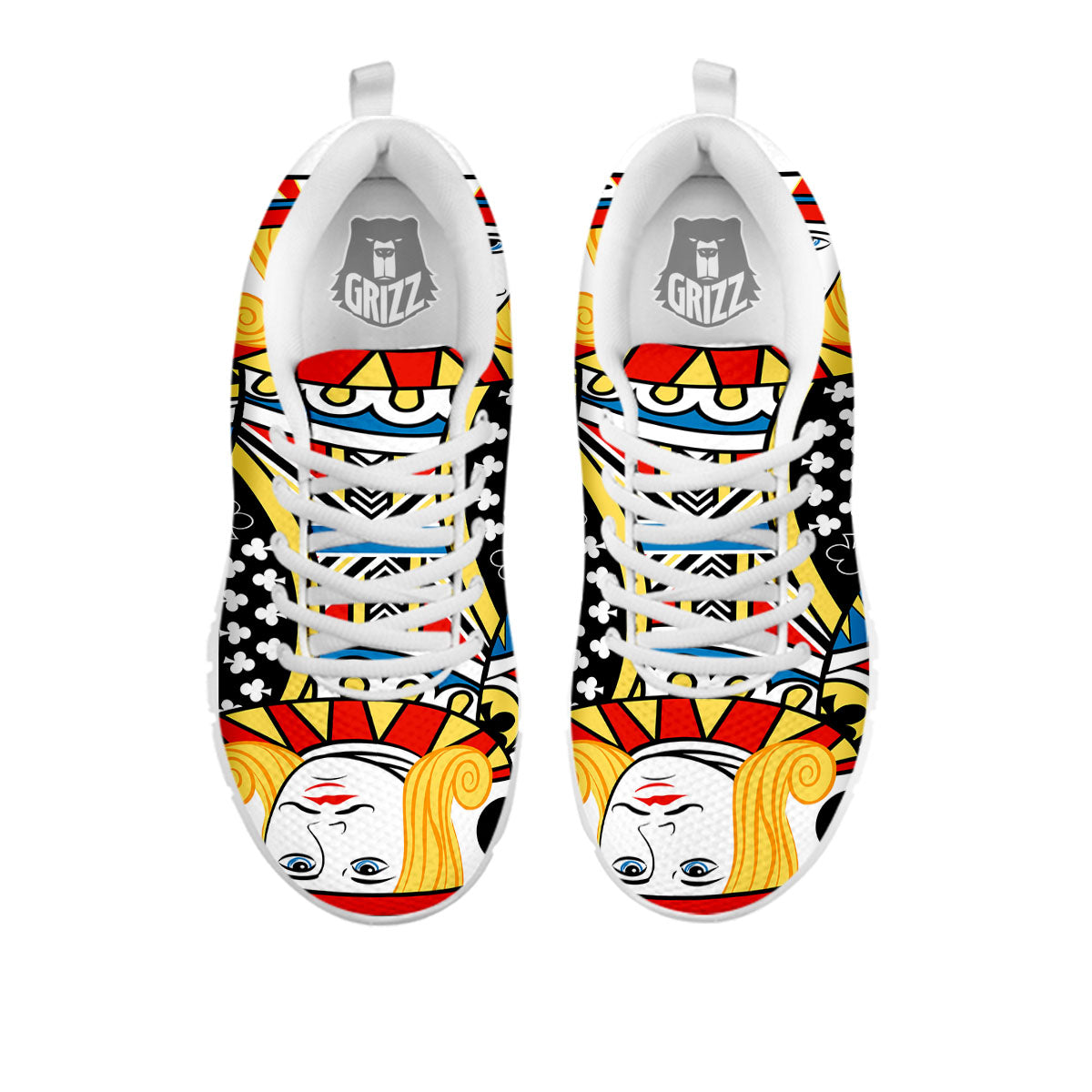 Playing Card Jack Of Clubs Print White Sneaker-grizzshop