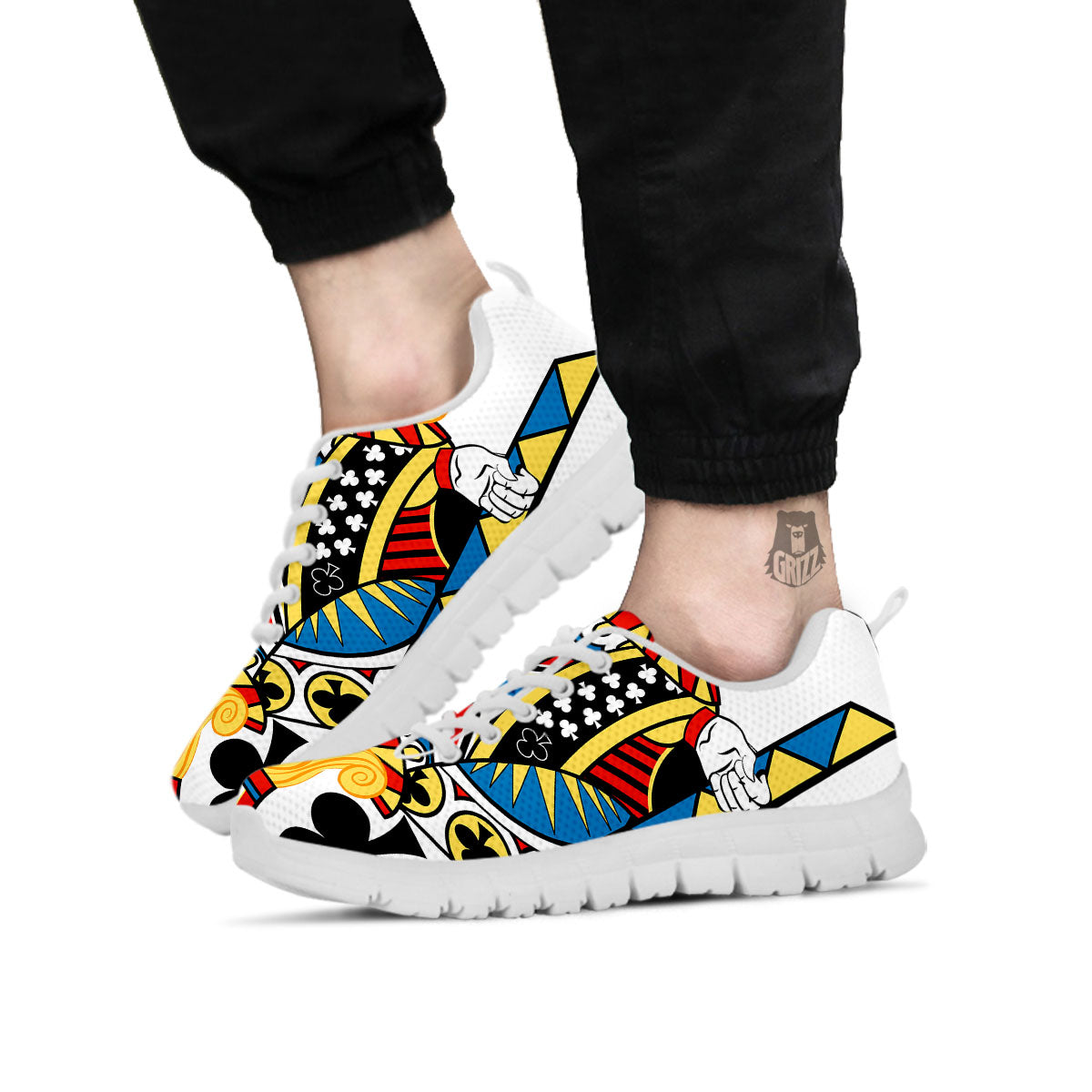 Playing Card Jack Of Clubs Print White Sneaker-grizzshop