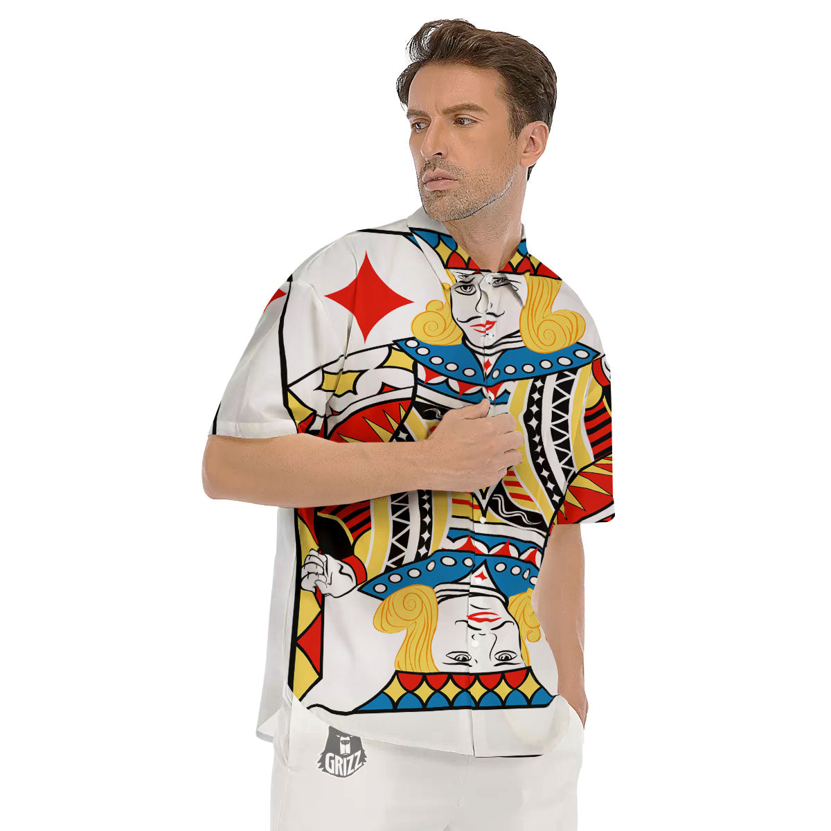 Playing Card Jack Of Diamonds Print Men's Short Sleeve Shirts-grizzshop