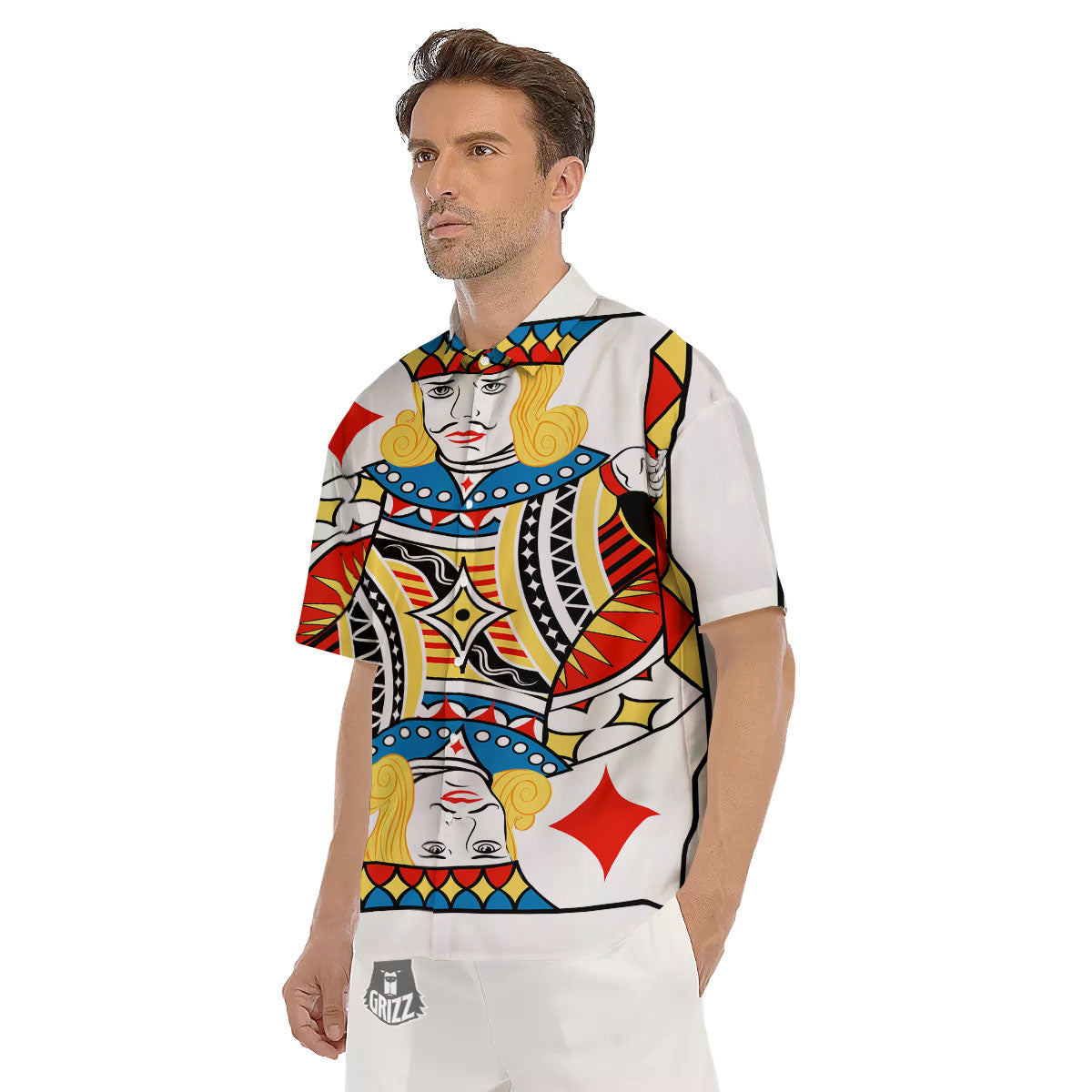 Playing Card Jack Of Diamonds Print Men's Short Sleeve Shirts-grizzshop