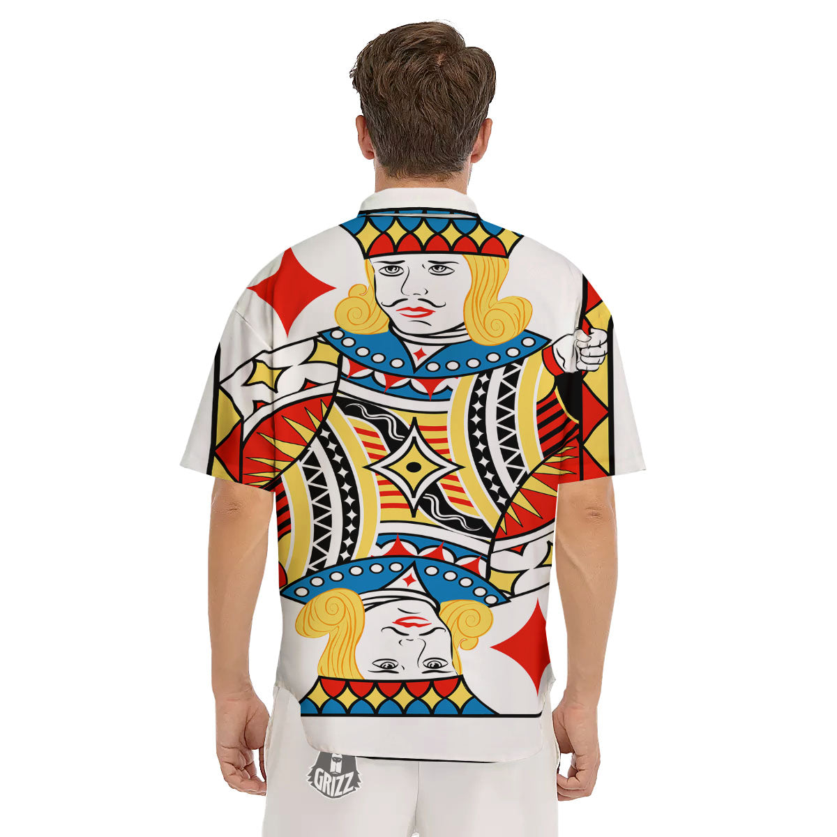 Playing Card Jack Of Diamonds Print Men's Short Sleeve Shirts-grizzshop