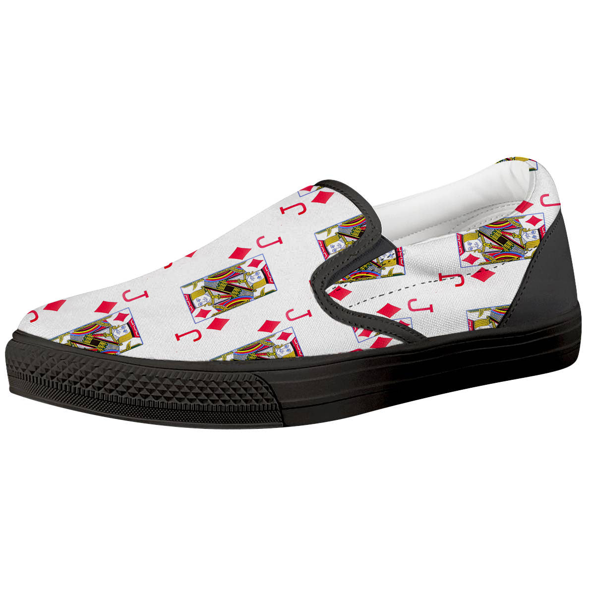 Playing Card Jack Of Diamonds Print Pattern Black Slip On Shoes-grizzshop