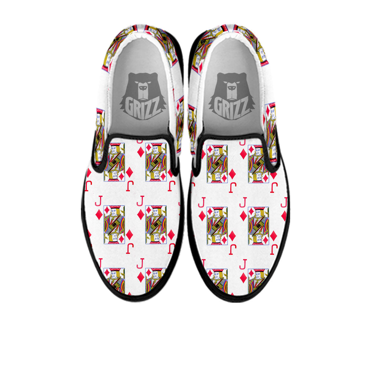 Playing Card Jack Of Diamonds Print Pattern Black Slip On Shoes-grizzshop