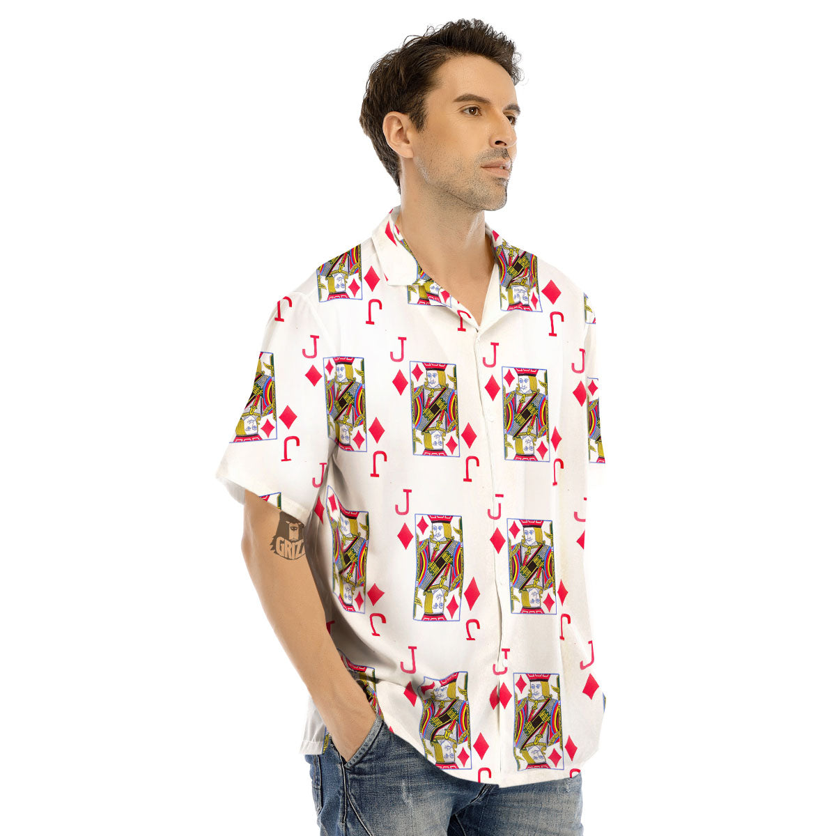 Playing Card Jack Of Diamonds Print Pattern Men's Hawaiian Shirt-grizzshop
