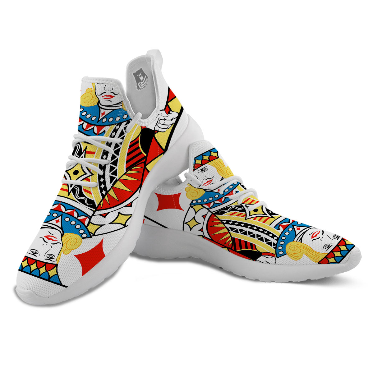 Playing Card Jack Of Diamonds Print White Athletic Shoes-grizzshop