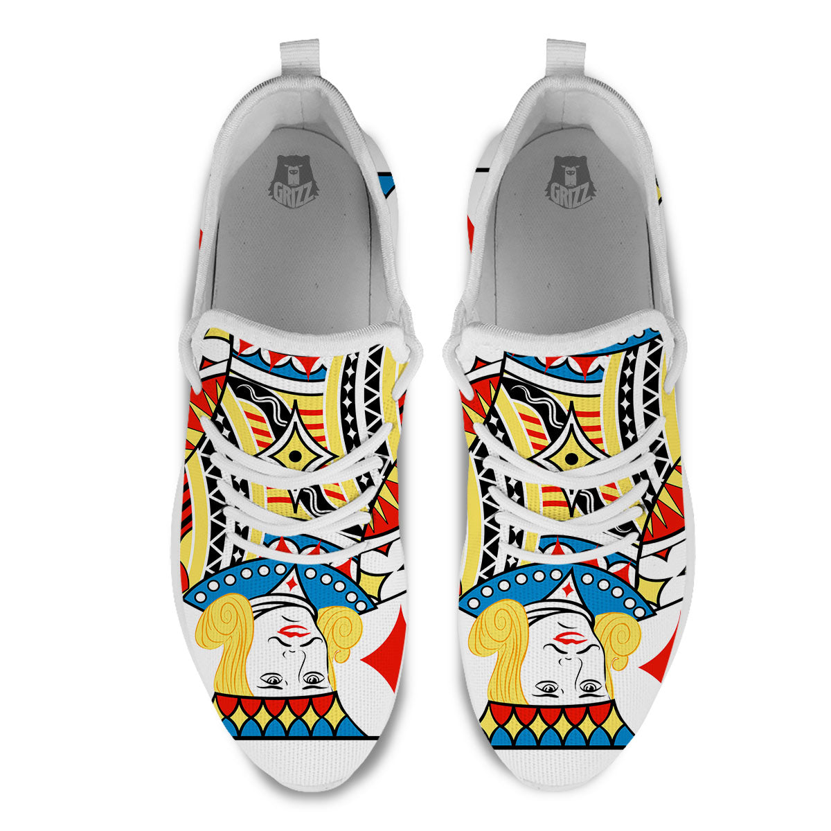 Playing Card Jack Of Diamonds Print White Athletic Shoes-grizzshop