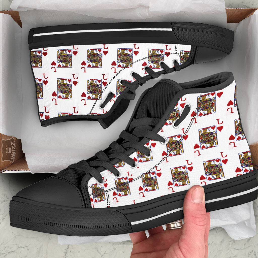 Playing Card Jack Of Hearts Print Pattern High Top Shoes-grizzshop