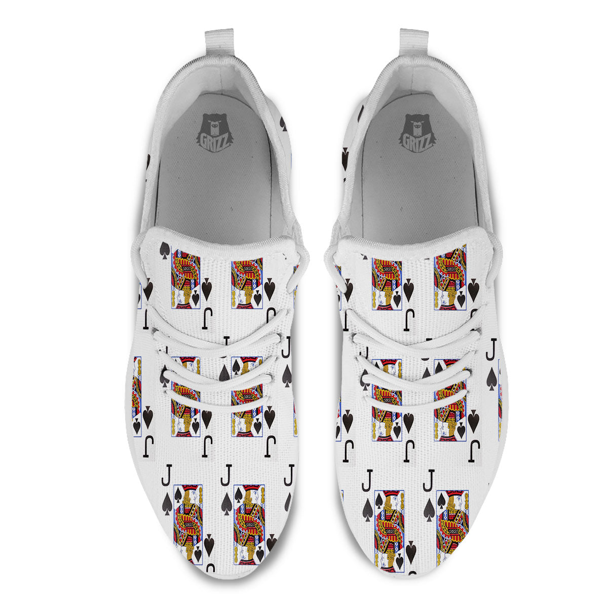 Playing Card Jack Of Spades Print Pattern White Athletic Shoes-grizzshop