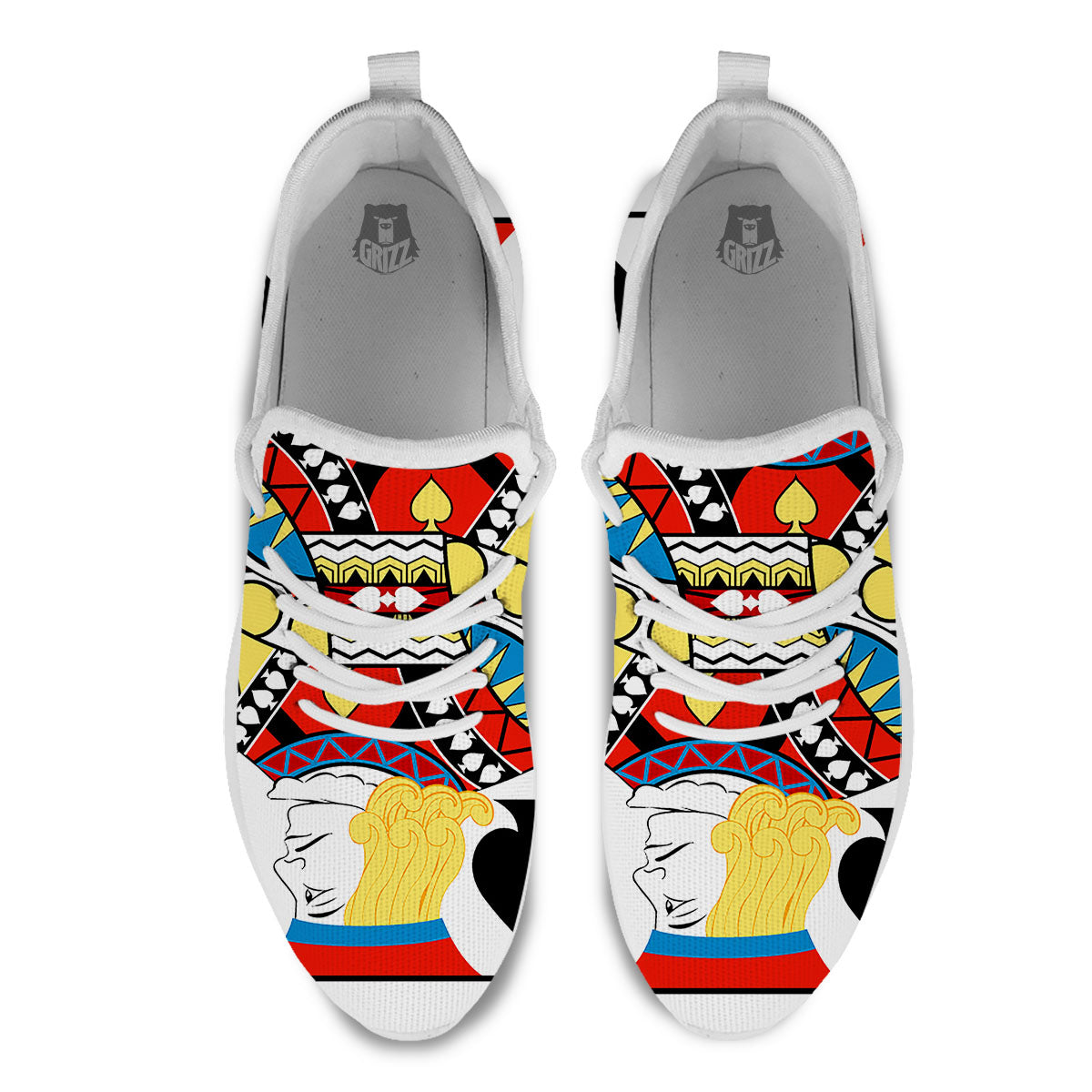 Playing Card Jack Of Spades Print White Athletic Shoes-grizzshop