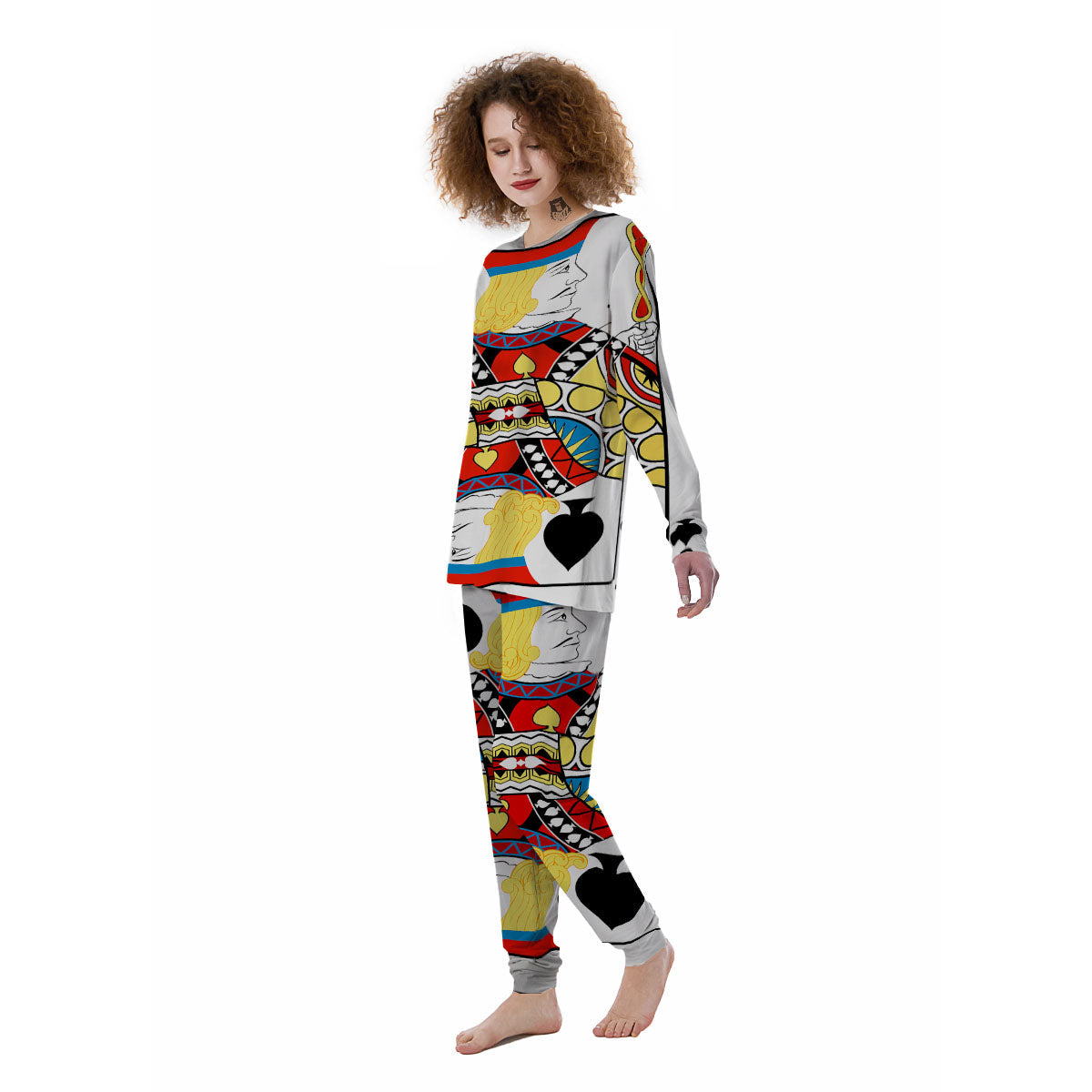 Playing Card Jack Of Spades Print Women's Pajamas-grizzshop