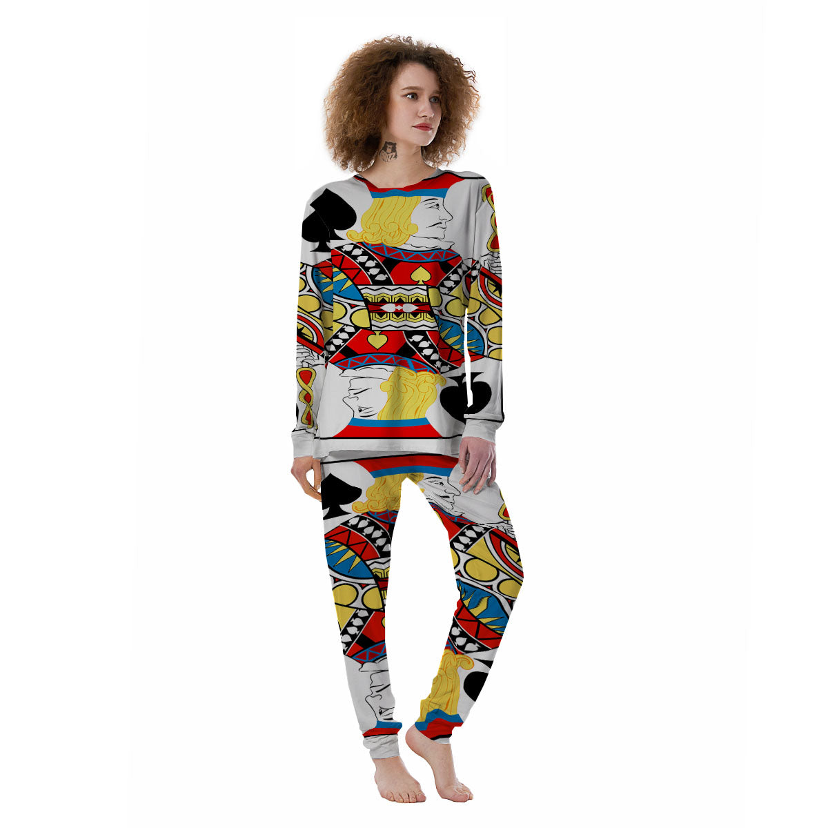 Playing Card Jack Of Spades Print Women's Pajamas-grizzshop