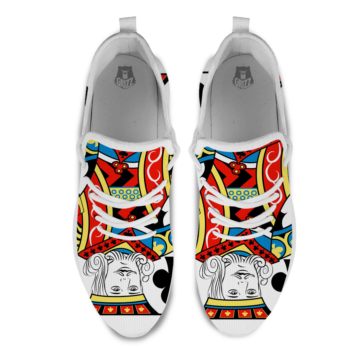 Playing Card King Of Clubs Print White Athletic Shoes-grizzshop