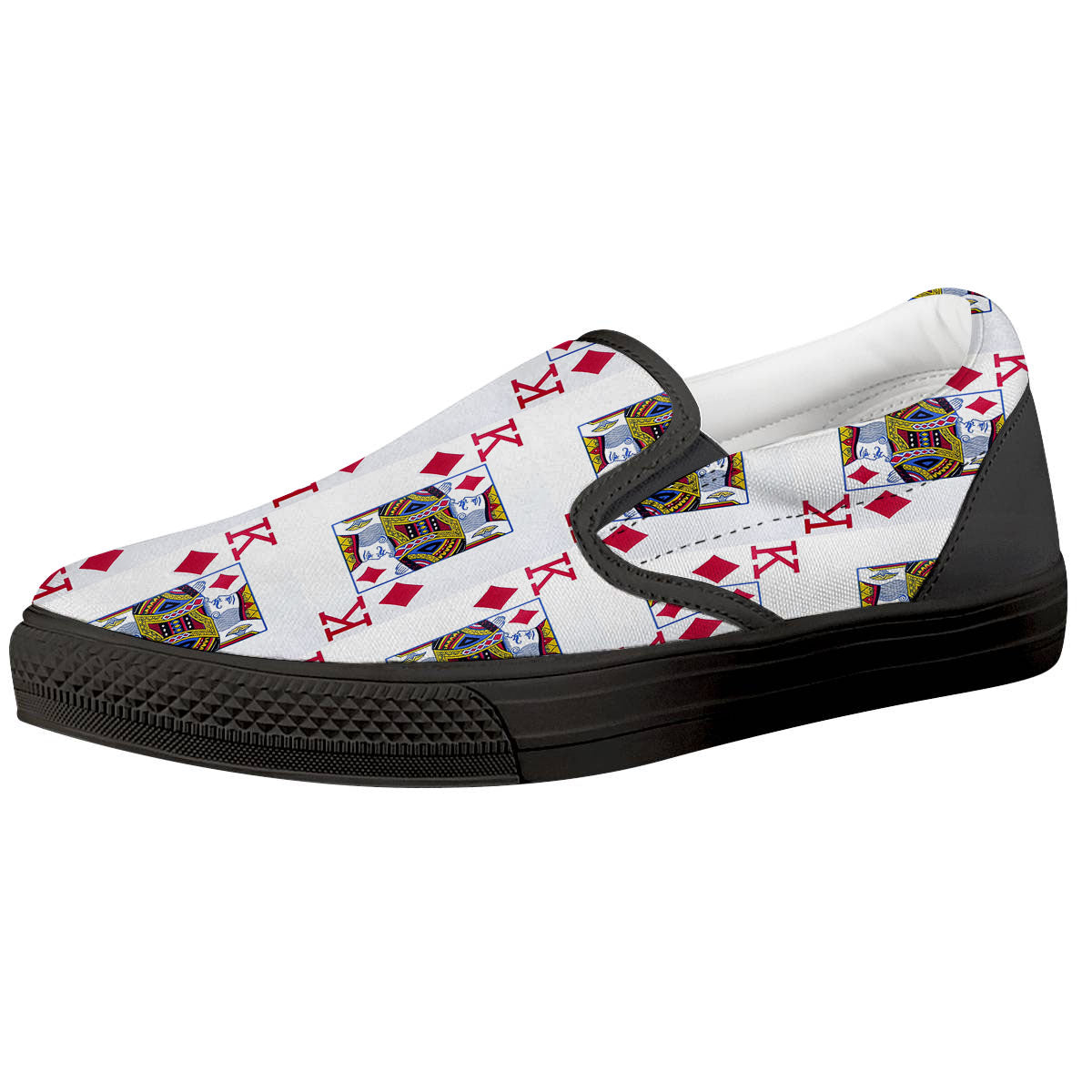 Playing Card King Of Diamonds Print Pattern Black Slip On Shoes-grizzshop
