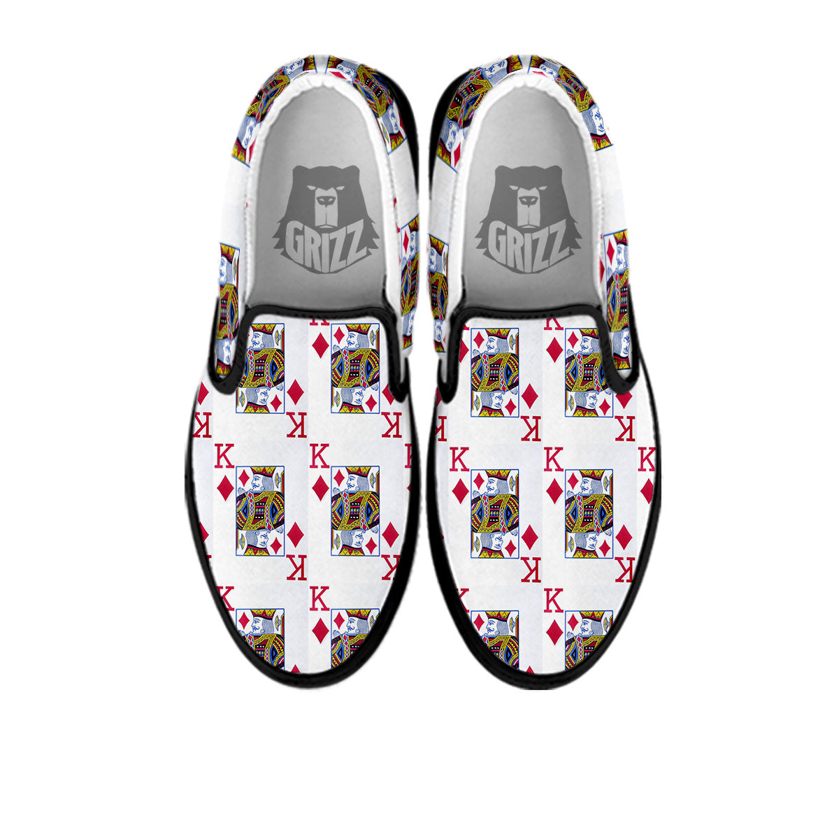 Playing Card King Of Diamonds Print Pattern Black Slip On Shoes-grizzshop
