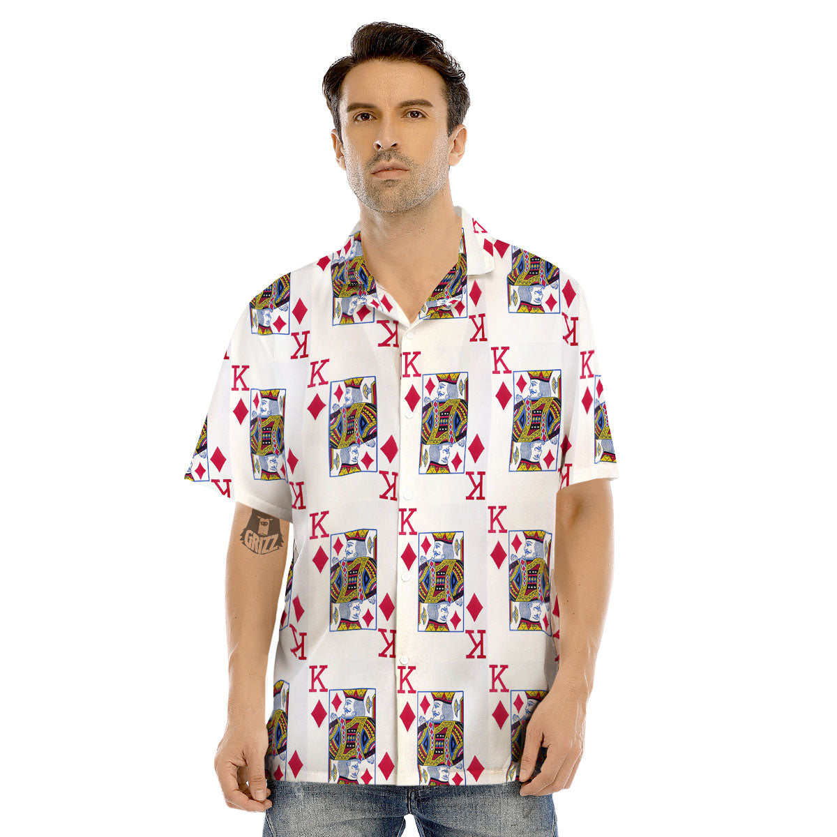 Playing Card King Of Diamonds Print Pattern Men's Hawaiian Shirt-grizzshop