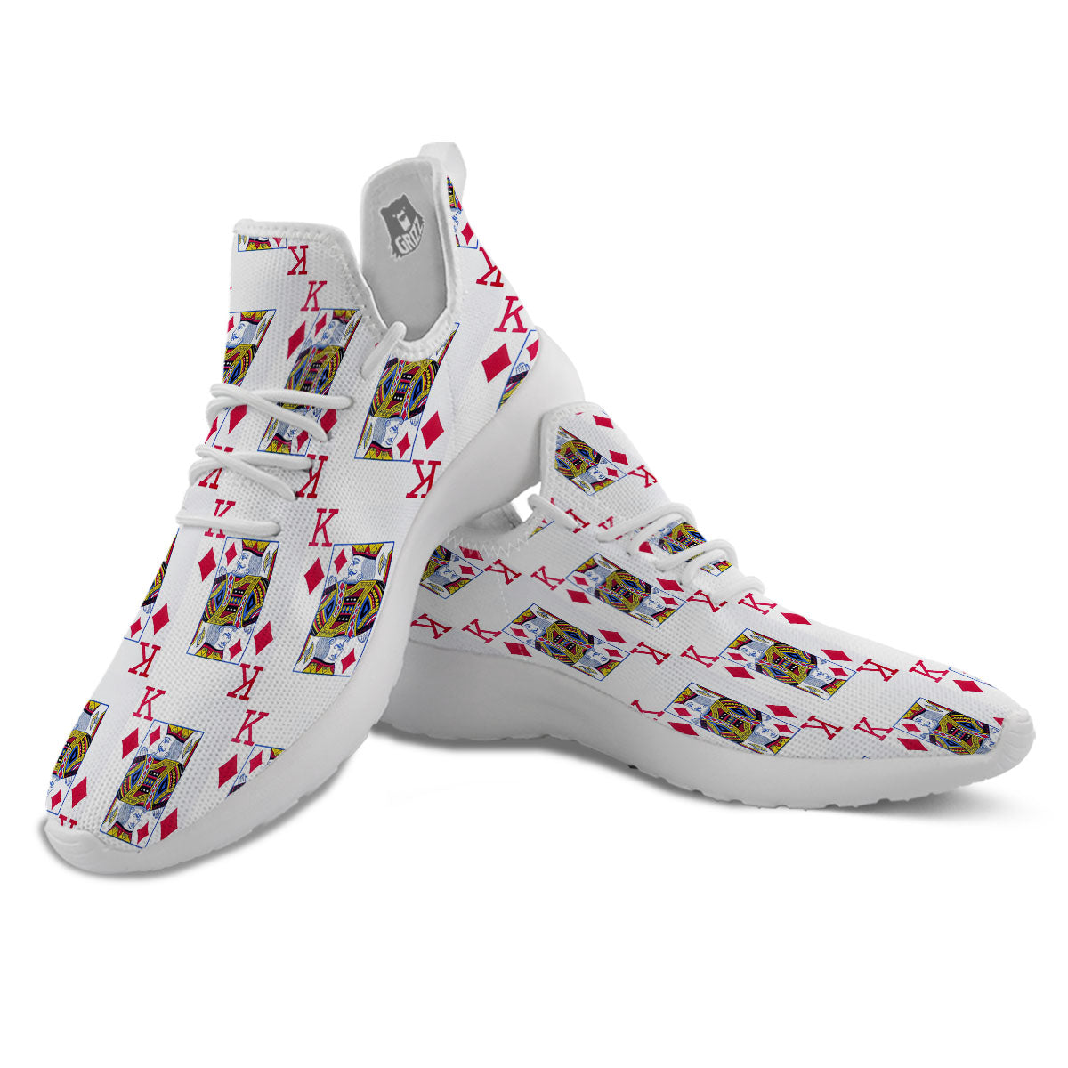 Playing Card King Of Diamonds Print Pattern White Athletic Shoes-grizzshop