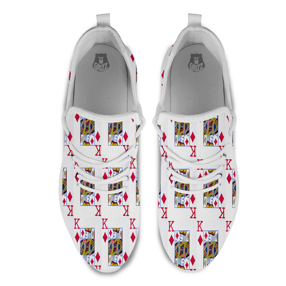 Playing Card King Of Diamonds Print Pattern White Athletic Shoes-grizzshop