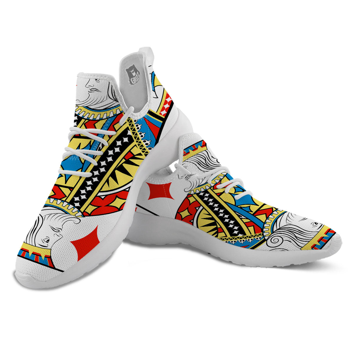 Playing Card King Of Diamonds Print White Athletic Shoes-grizzshop