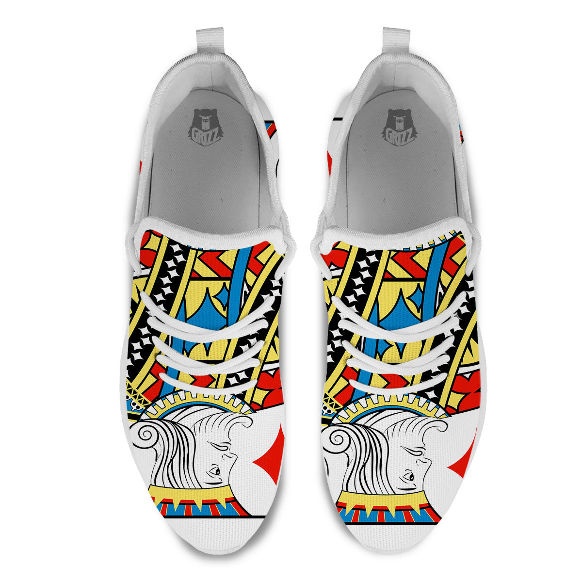 Playing Card King Of Diamonds Print White Athletic Shoes-grizzshop