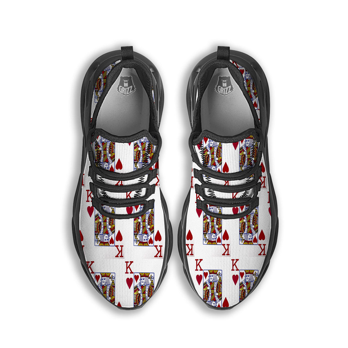 Playing Card King Of Hearts Print Pattern Black Running Shoes-grizzshop