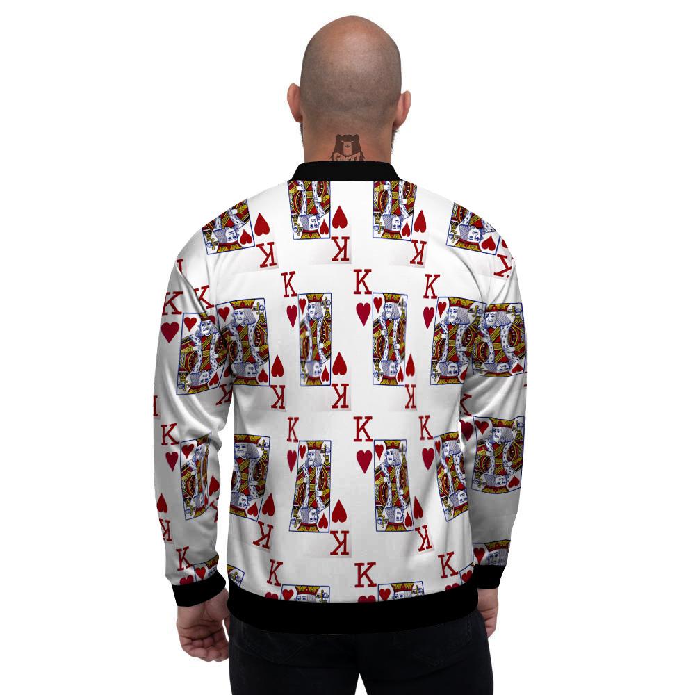 Playing Card King Of Hearts Print Pattern Men's Bomber Jacket-grizzshop