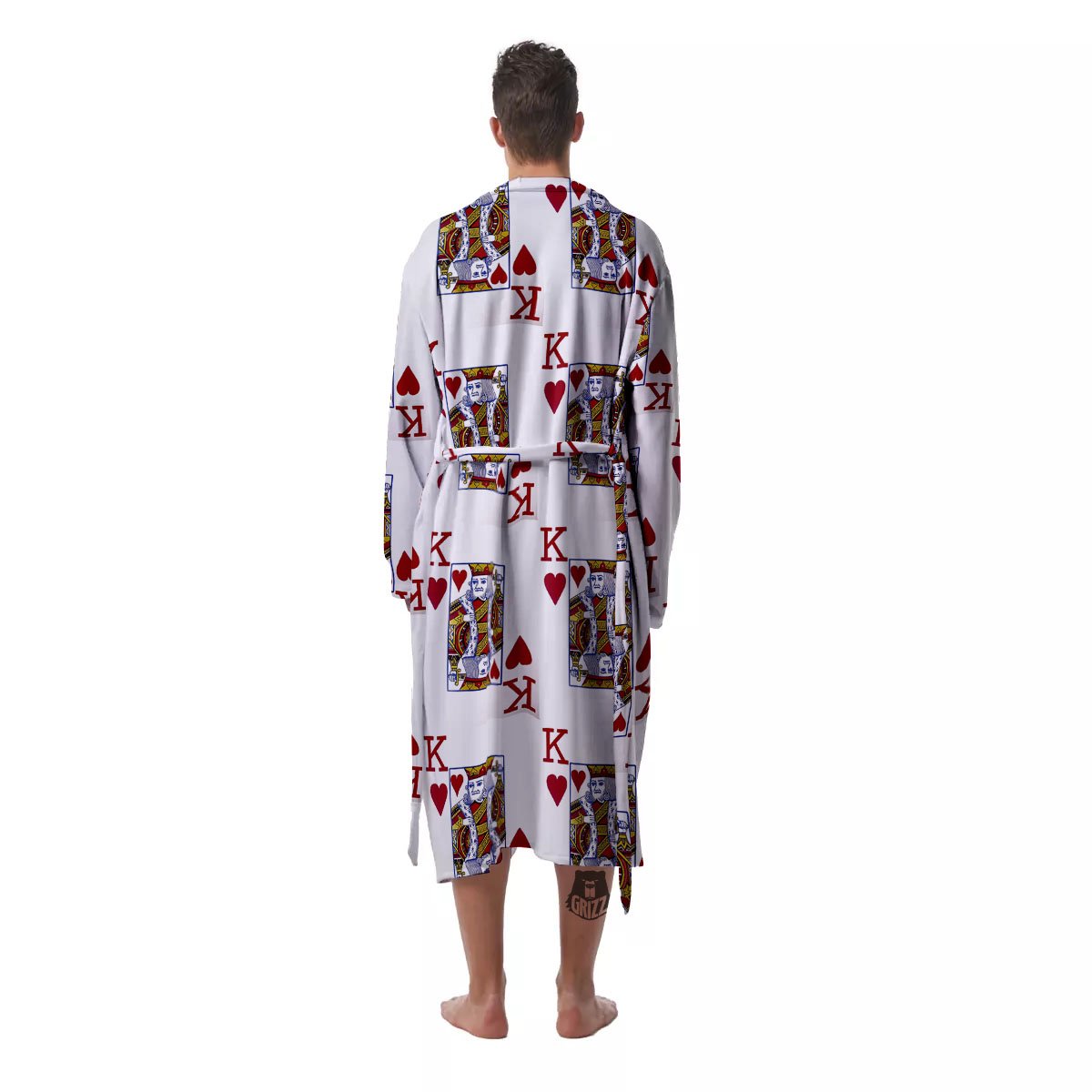 Playing Card King Of Hearts Print Pattern Men's Robe-grizzshop