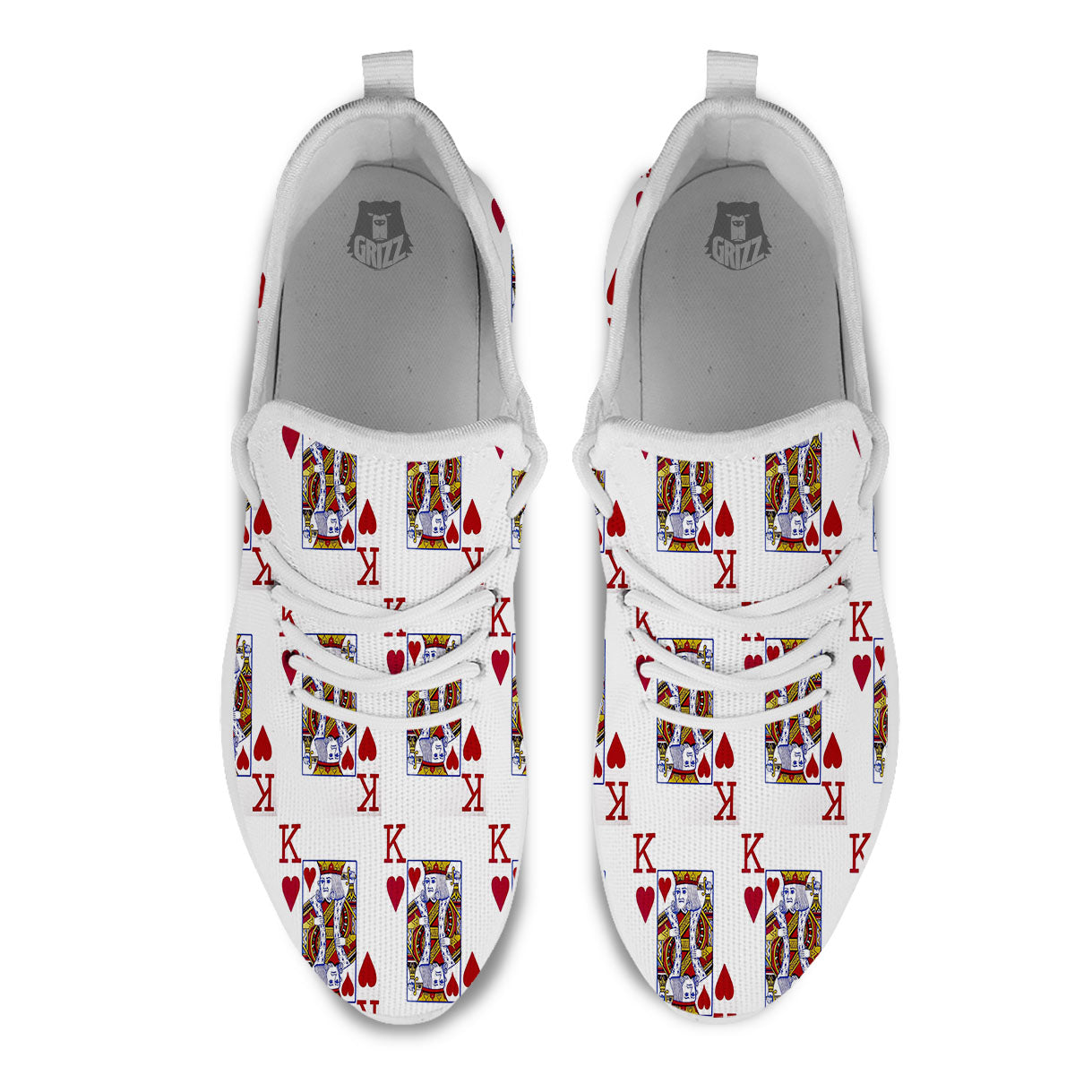 Playing Card King Of Hearts Print Pattern White Athletic Shoes-grizzshop