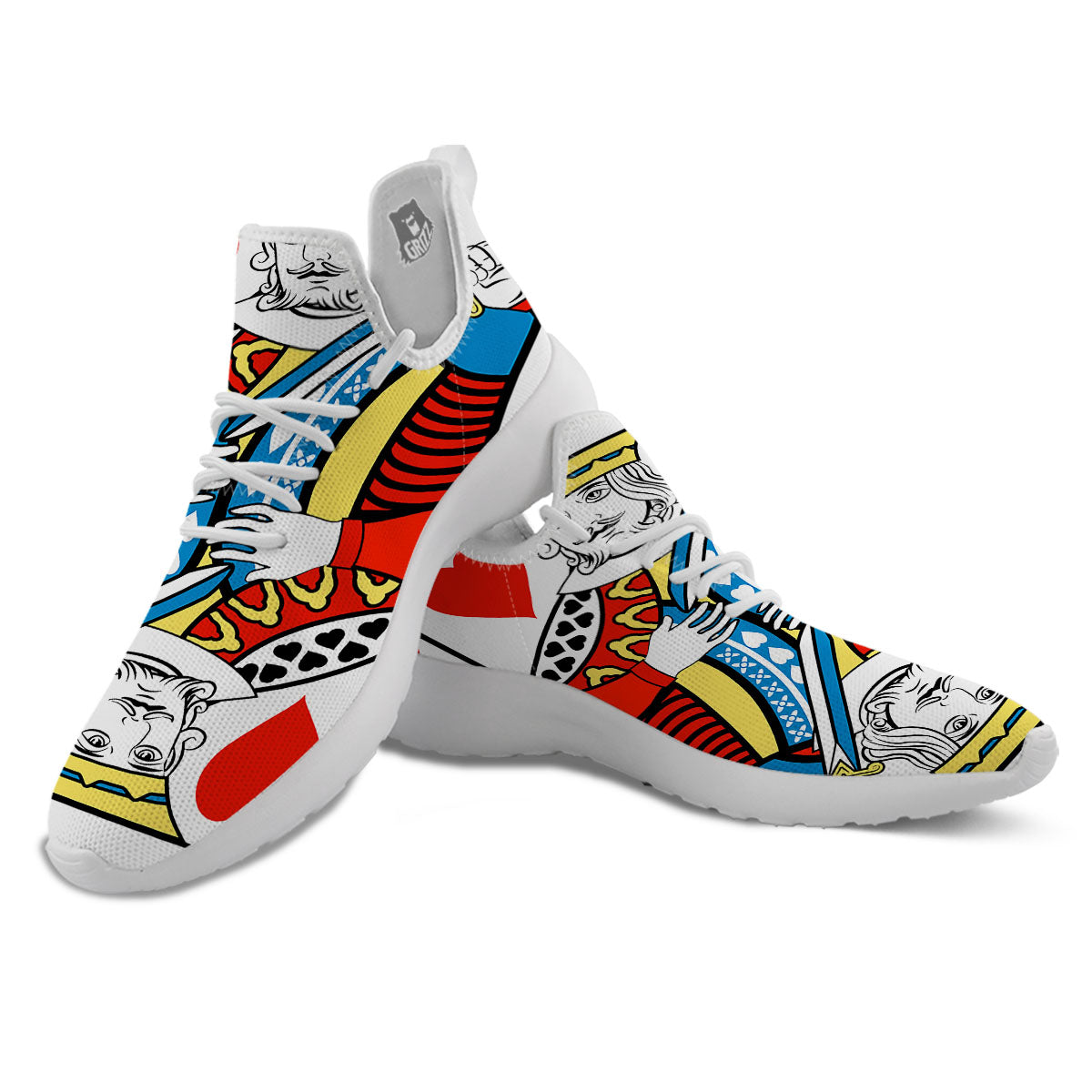 Playing Card King Of Hearts Print White Athletic Shoes-grizzshop