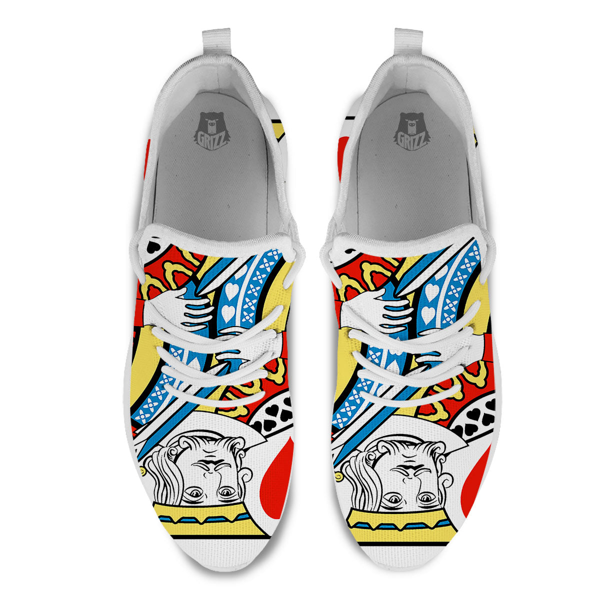 Playing Card King Of Hearts Print White Athletic Shoes-grizzshop