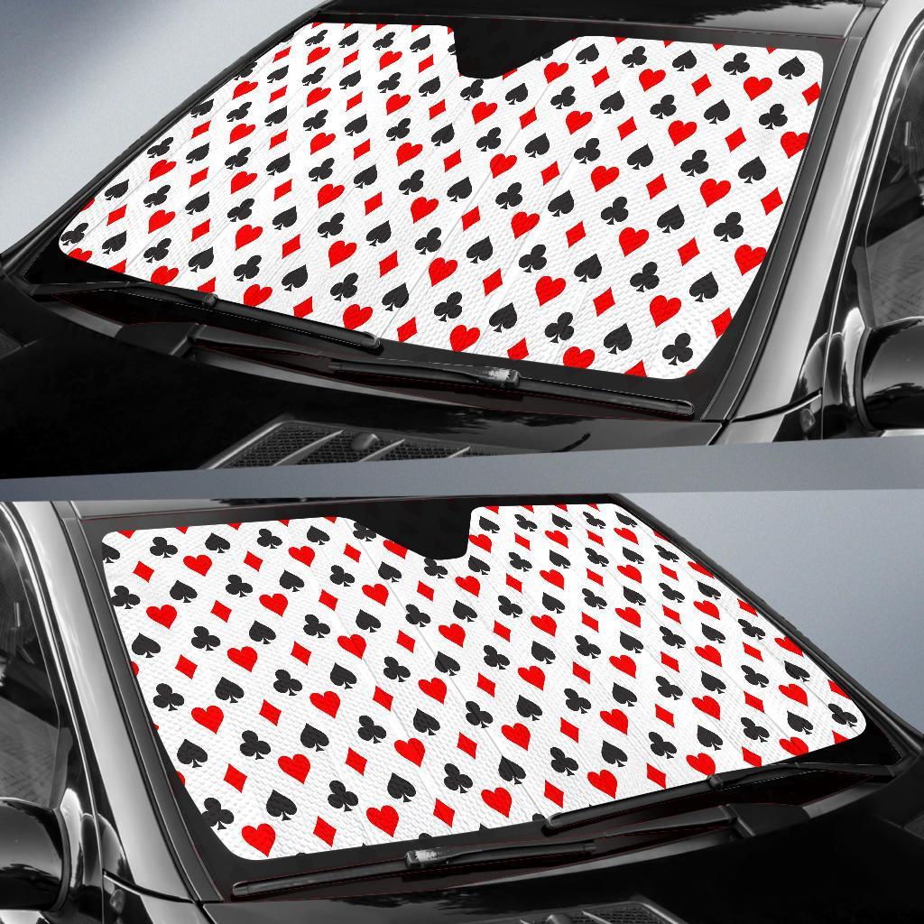 Playing Card Poker Casino Pattern Print Car Sun Shade-grizzshop