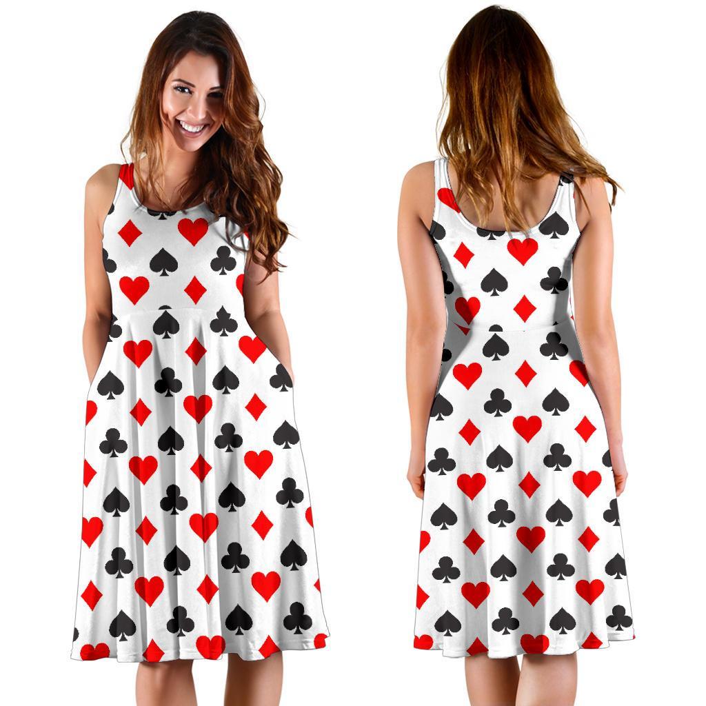 Playing Card Poker Casino Pattern Print Dress-grizzshop