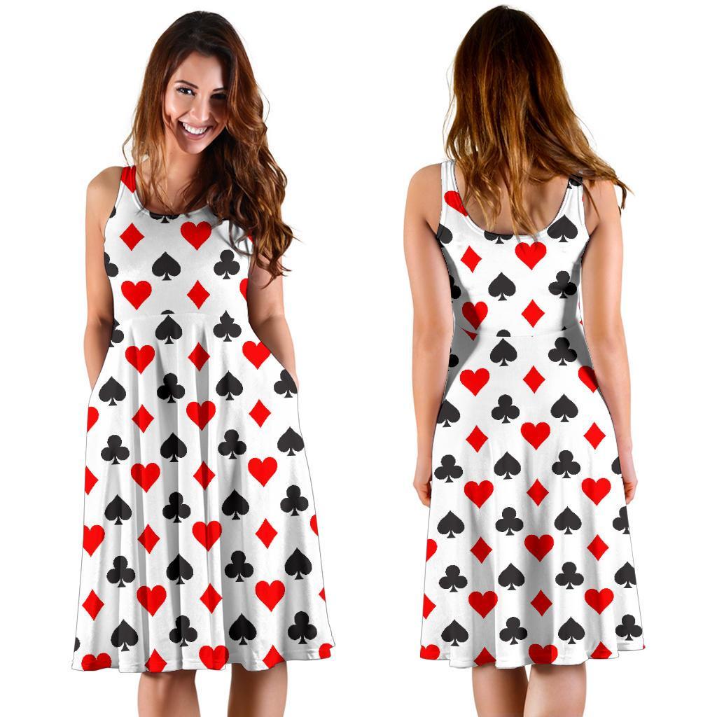 Playing Card Poker Casino Pattern Print Dress-grizzshop
