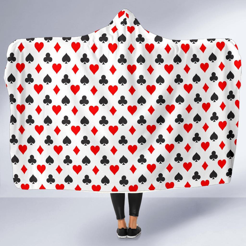 Playing Card Poker Casino Pattern Print Hooded Blanket-grizzshop