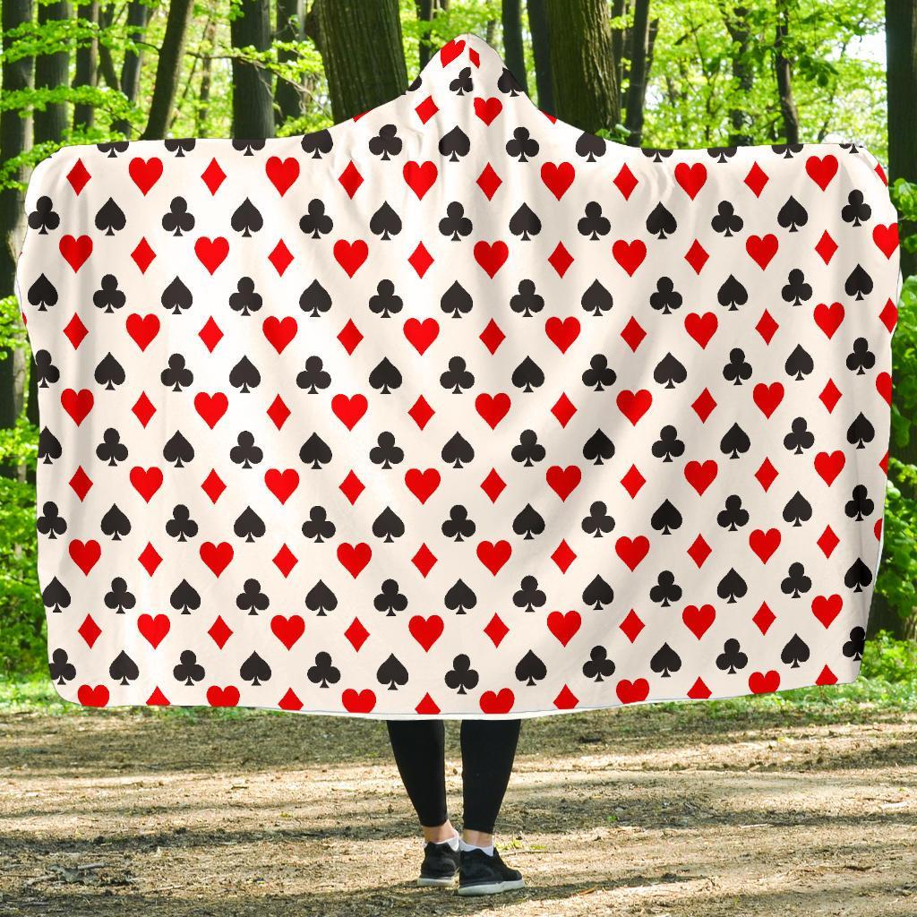 Playing Card Poker Casino Pattern Print Hooded Blanket-grizzshop