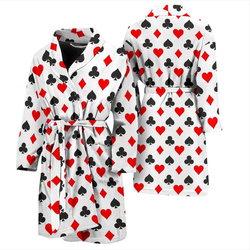 Playing Card Poker Casino Pattern Print Men Long Robe-grizzshop