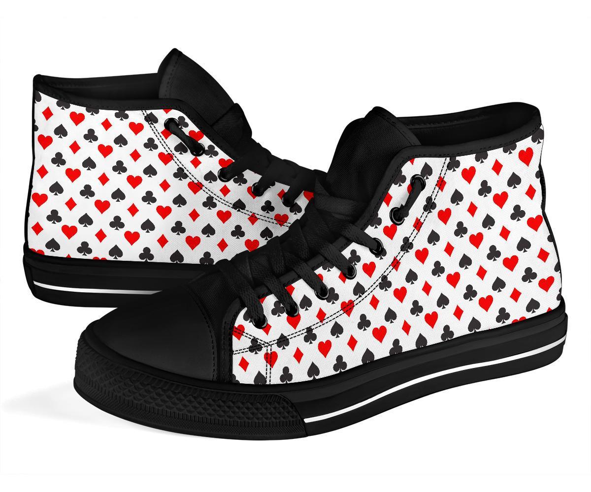 Playing Card Poker Casino Pattern Print Men Women's High Top Shoes-grizzshop
