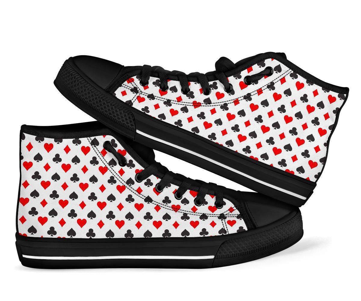 Playing Card Poker Casino Pattern Print Men Women's High Top Shoes-grizzshop
