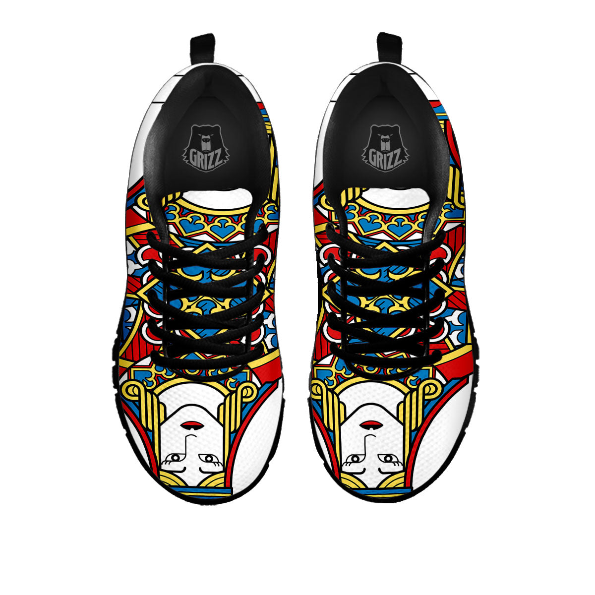 Playing Card Queen Of Spades Print Black Sneaker-grizzshop